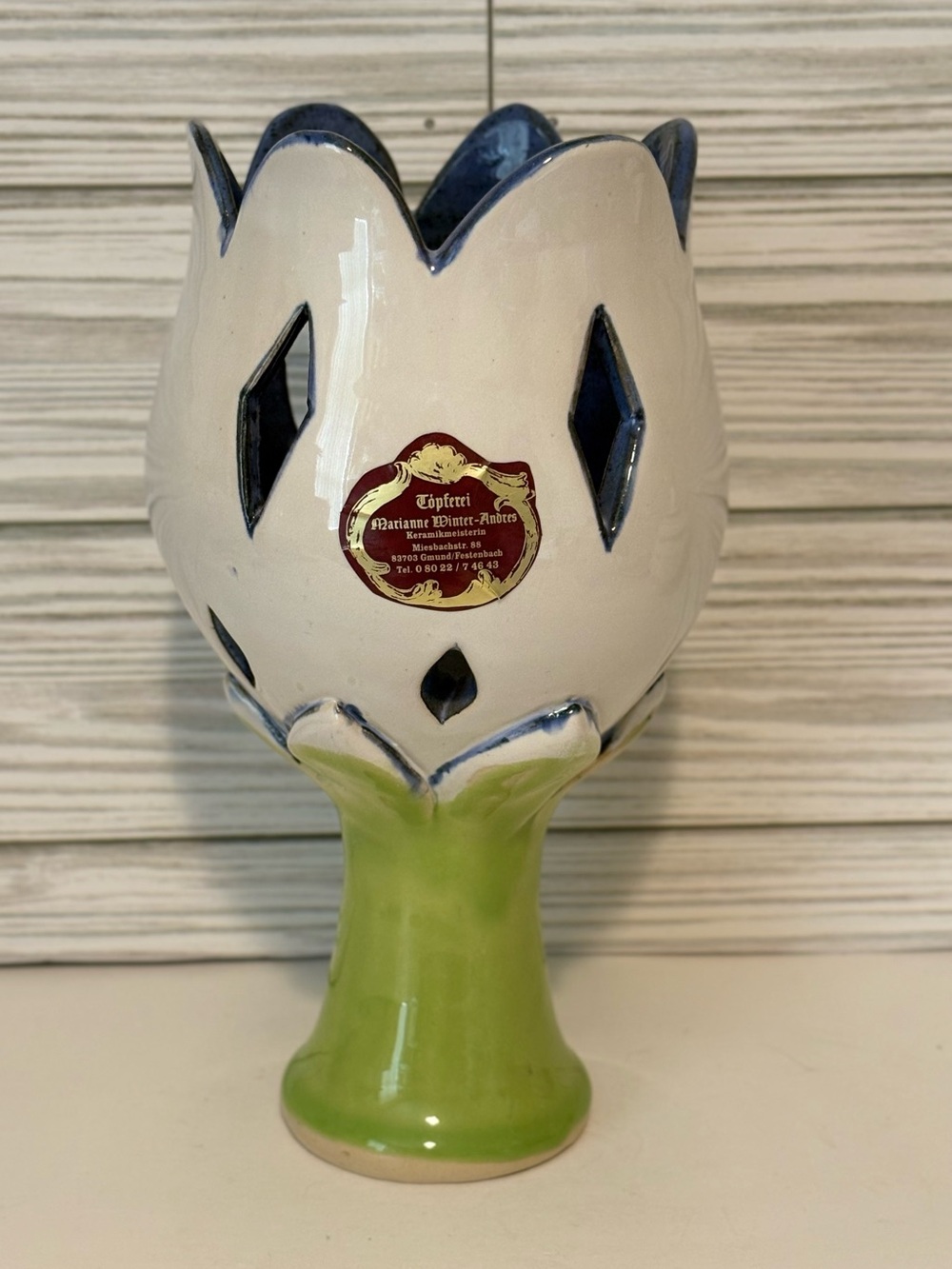 VTG German Studio Pottery Tulip Vase Marianne Winter Andres Bavarian Goblet 7.5”